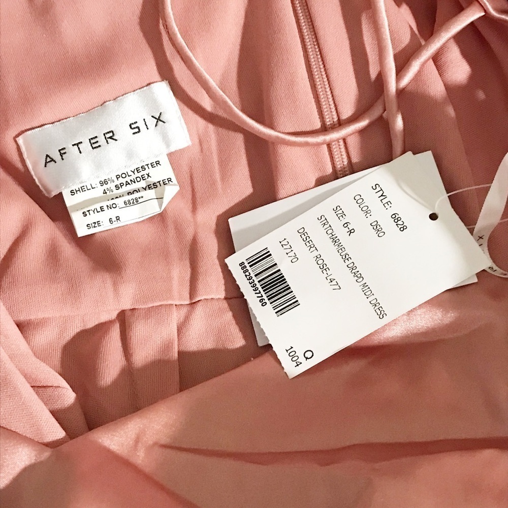 After Six Halter Midi Dress With Draped Tulip Skirt in Desert Rose Size 6 nwt - Picture 9 of 9